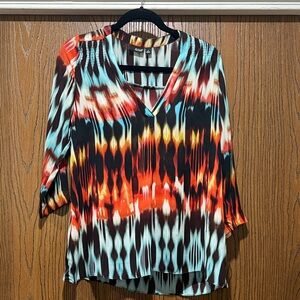 a.n.a Women's Vibrant Multicolor V-Neck Blouse